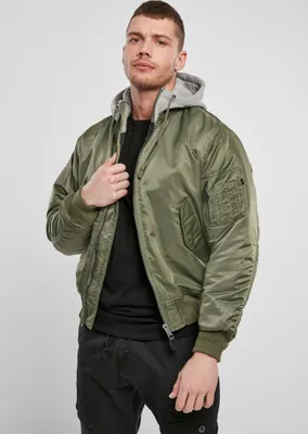 Obrázek produktu pro Bunda Brandit Hooded MA1 Bomber Jacket olive/grey - 6XL