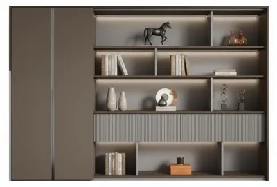 Image de Armoire de bureau moderne avec éclairage LED et design élégant