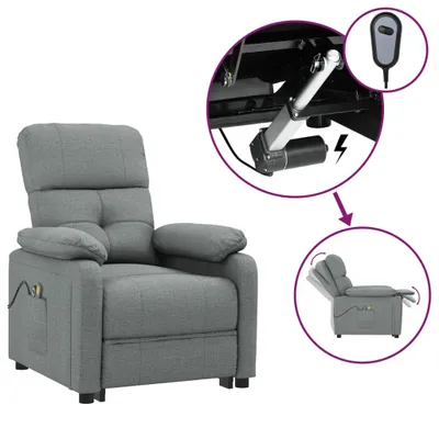 Image de vidaXL Fauteuil de massage électrique Tissu gris foncé