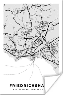 Produktbild von MuchoWow® Poster Friedrichschafen - Stadtplan - Deutschland - Karte 120x180 cm - Kunstposter