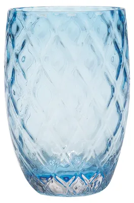 Produktbild von Losanghe Kollektion, 6er-Set mundgeblasene Trinkgläser in Aquamarin, elegantes Design mit handgefertigtem Rautenmuster für den Tisch