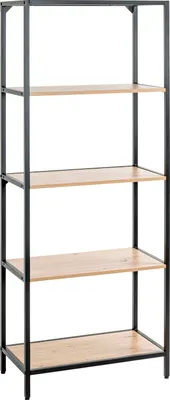 Immagine prodotto di HAKU, scaffale per ufficio, modello Regal, legno di quercia chiaro, nero - MDF, metallo, dimensioni: 64x167x35 cm