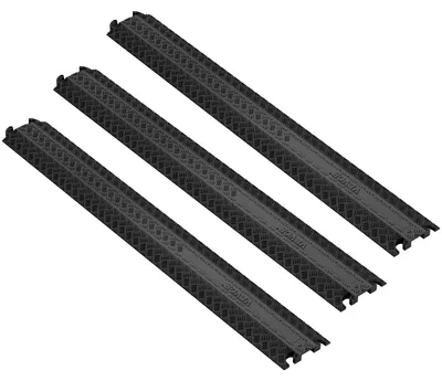 Image de VEVOR Lot de 3 rampes de protection de câbles 1 canal Pont pour câbles TPR Pont pour tuyaux 100 x 13 x 2 cm Protection anti-collision 907 kg (par essieu) Capacité de charge Rampe pour câbles Design antidérapant Idéal pour les parkings