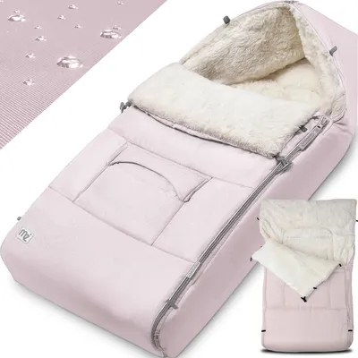 Image de MONZANA® Chancelière universelle pour poussette, landeau ou siege auto, Reducteur de lit bébé, Couverture bebe emmaillotage, nid d’ange, gigoteuse Hiver, Plaid cosy avion cabine - Rose clair