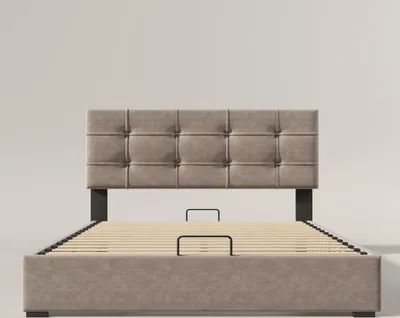 Produktbild von Polsterbett, Doppelbett mit Lattenrost und Bettkasten, 140x200 cm, gepolsterter Kopfteil höhenverstellbar, Bezug aus Samt