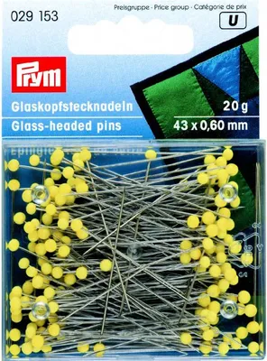 Obrázok produktu pre Špendlíky so sklenenou hlavičkou, 0,60 x 43 mm, žlté, 20 g
