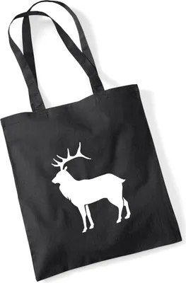 Produktbild von Huuraa Jutebeutel Hirsch Silhouette 10 Liter Black Baumwolle Tasche Geschenkidee