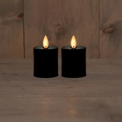Productafbeelding van B.O.T. 2Pcs Candle kaarss Black 4,5X8 cm Moving Flame 2X2Aaa Anna's Collection