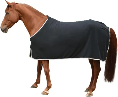 Productafbeelding van Fleece Deken - Afzweetdeken Transportdeken - Paard Droog Houden - Microfleece Zweet afvoerend - 111 kg - Zwart