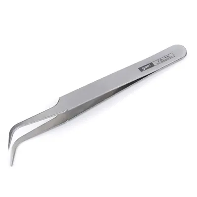 1 Pinzette, Feinmechaniker- Uhrmacher- Modellbau-Pinzette,gebogene Spitze