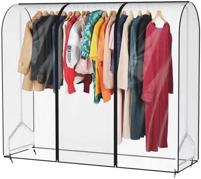 Produktbild von Syeeiex 6ft klare transparente Kleiderständer Abdeckung Mit Reißverschluss 182 x 152 x 50cm kleidersack Staubschutz Wasserdicht Kleiderbügel schutzhülle für Kleiderstange