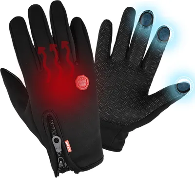 Produktbild von Warme Handschuhe Winter Snowboardhandschuhe,Touch-Screen Winddicht Reithandschuhe Handschuh Schwarz(Größe L)