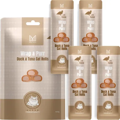Zdjęcie produktu dla Przysmak dla kota - Wrap & Purr: Duck & Tuna Mersjo 40g (4x10g)