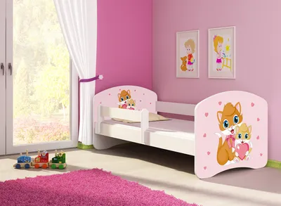 Produktbild von Kinderbett, Babybett 70x140, 80x160, 80x180cm Juniorbett, Kind, Motiv, Schublade CLAMARO, Bett Farbe:33 Katze, Ausführung:Ohne Bettkasten, Bett Größe:140 x 70 cm