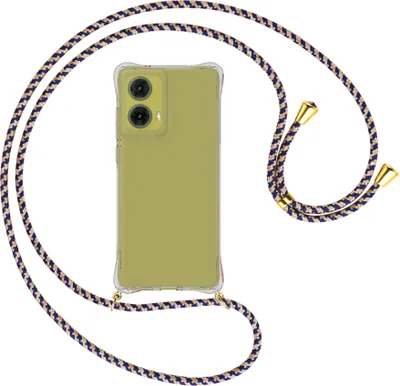 Produktbild von Handykette Backcover-Schutzhülle mit Band (Metall goldfarben) für Motorola Moto G85 5G - blau+beige