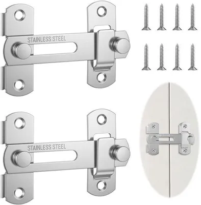 Productafbeelding van Schuifdeursloten - 2 stuks - Nachtslot - 10 cm - Roestvrij staal