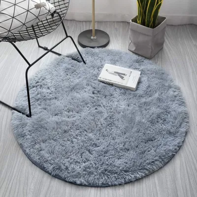 Produktbild von Runder Shaggy-Teppich Strado 100x100 SilverFur (Hellgrau)
