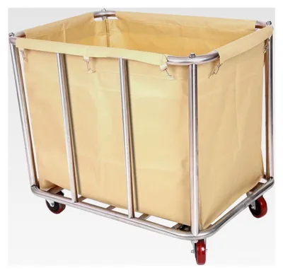 Produktbild von Wäschewagen, Groß Kommerziell Edelstahl Wäschewagen mit Rollen, für Home Hotel Wäschekammer, 400L, 120 kg Tragkraft, 90x65x80cm (Hellgelb)