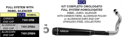Immagine prodotto di Marmitta completa ARROW rebel con fondello posteriore per Kawasaki Vulcan s 650