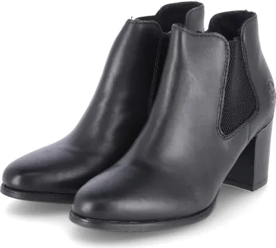 Produktbild von Rieker Damen Stiefeletten/ Ankle Boots/ Chelsea Boots Schwarz Glattleder Größe: 39