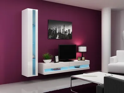 Immagine prodotto di Parete per soggiorno ASHTON N8 - bianco / bianco lucido