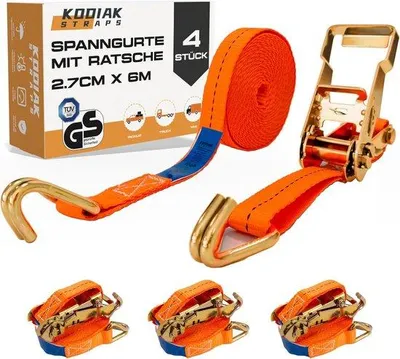 Produktbild von Famanu Spanbänder mit Ratschenschloss und Haken - 6m x 1500kg - Orange
