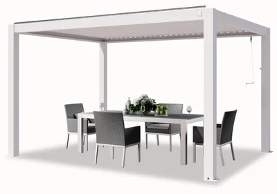 Produktbild von PRIMEYARD Pergola 3x4 m Aluminium Pfosten mit Lamellendach aus Aluminium weiße Terrassenüberdachung