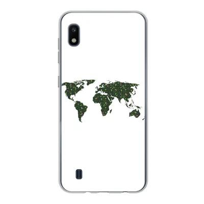 Produktbild von MuchoWow® Handyhülle Schutzhülle Hülle für Samsung Galaxy A10 Weltkarte - Grün - Blätter Silikon Softcase Handy Hülle - Schutzhülle