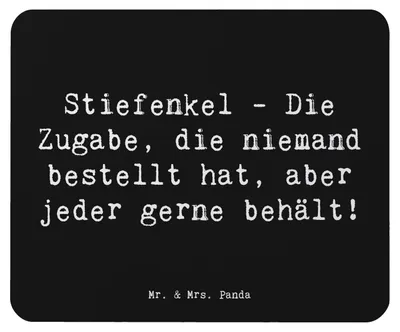 Produktbild von Mr. & Mrs. Panda Mouse Pad Spruch Stiefenkel Freude - Schwarz - Geschenk, Lächeln, Mauspad, pc, Überraschung, Familienwerte, Familienzusammenhalt, einzigartige Designs