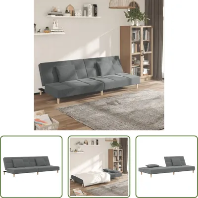 Image de The Living Store Canapé-lit 2 places avec 2 coussins Tissu gris foncé