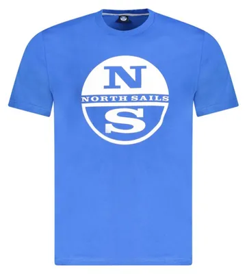 Produktbild von Blaues Kurzarm-Herren-T-Shirt mit Rundhals und Print-Design
