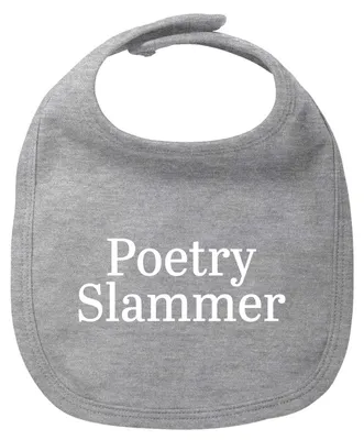 Produktbild von Huuraa Baby Lätzchen Poetry Slammer Schriftzug Heather Grey Klettverschluss  Baumwolle Latz Geschenkidee