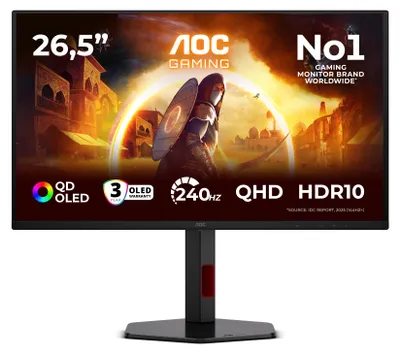 Obrázok produktu pre AOC G4 Q27G4ZDRAD, 67,3 cm (26.5"), 2560 x 1440 px, Quad HD, OLED, 0,03 ms, Čierna, Červená
