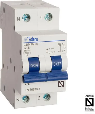 Image de Disjoncteur Solera 1p+n 16a Protection Magnétothermique Essentielle - Solera