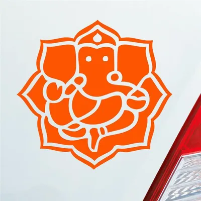 Produktbild von Auto Aufkleber Buddhismus Elefant Ganesha Buddha Asien 10x10 cm Orange Sticker Heckscheibenaufkleber