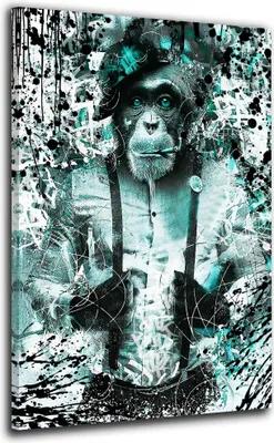 Produktbild von Affe Pop Art Tier Wandbild Leinwandbild Kunst Dekoration XL: 80x120x2cm