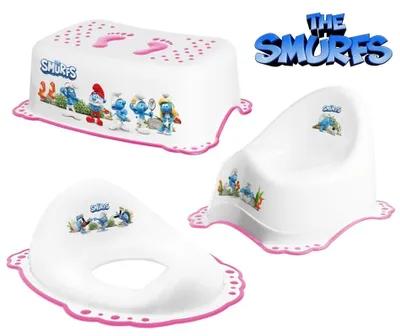 Produktbild von MALTEX Schlümpfe Töpfchen-Set + Sitz + Fußstütze - weiß/rosa