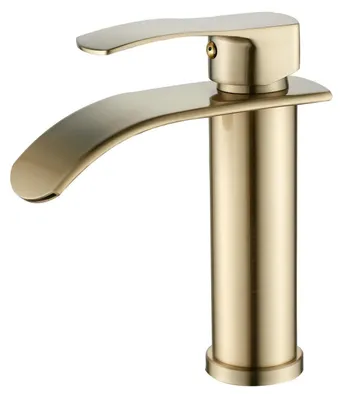 Produktbild von Einhebel Waschtischarmatur Wasserfall Gebürstetes Gold G3/8" Kalt-/Warmwasseranschluss