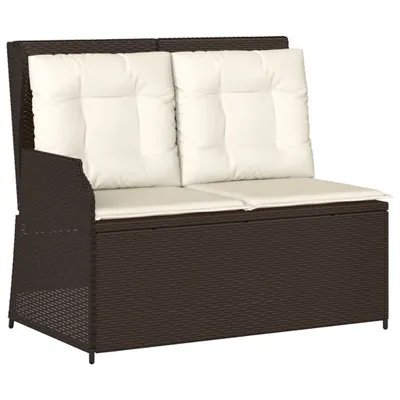 Immagine prodotto di vidaXL Panchina da giardino regolabile con cuscino in Poly Rattan marrone