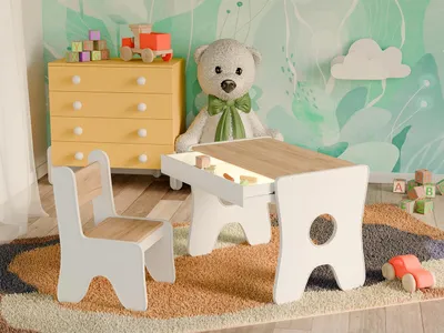 Immagine prodotto di Scrivania per bambini con 1 sedia - Tavolo da gioco ergonomico con spazio di archiviazione - Scrivania ergonomica per bambini e bambine - Kindermöbel Gold herstellen