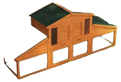 Obrázek produktu pro Výběh pro zvířata, dvoupatrový kurník, klec pro hlodavce a králíky, odolná dřevěná konstrukce, tmavě hnědá barva