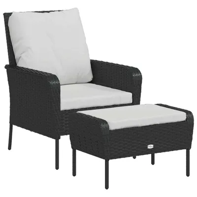 Immagine prodotto di vidaXL Sedia da giardino con poggiapiedi in Poly Rattan nero