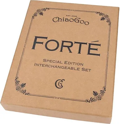 Produktbild von ChiaoGoo Stricknadelset Forté 2.0 aus Edelstahl, Nadelspitzen 13 cm, Kabel 60-100 cm