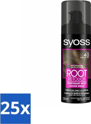 Zdjęcie produktu dla SYOSS - Średni brąz w sprayu - Natychmiastowe pokrycie siwizny - Opakowanie wartościowe - 25 sztuk