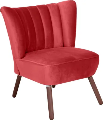 Produktbild von Sessel Kadisha Bezug Samtvelours Buche nussbaum dunkel / rot 21113