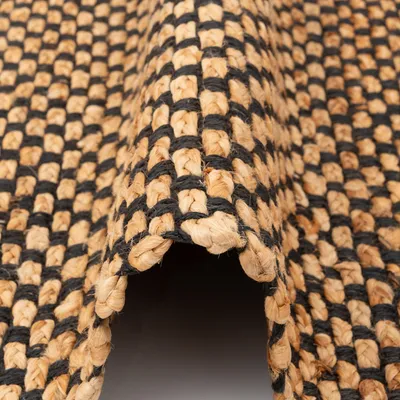 Produktbild von Naturfaser Teppich Handgefertigt Jute, Größe:160x230 cm, Design:Schwarz Meliert