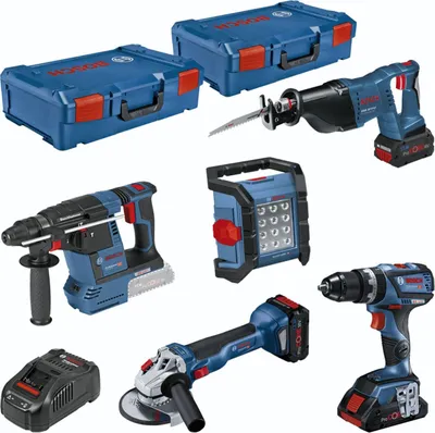 Produktbild von Bosch 5-TLG. KIT 18 V Set 0615990M2X GSB+GWS+GBH+GSA+GLI+3x Akku PROCORE+GAL