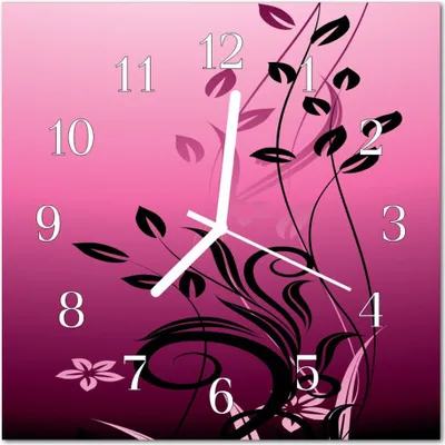 Produktbild von Glasuhr Wanduhr Küchenuhr Echt-Glas 30x30 cm Blumen Kunst violett