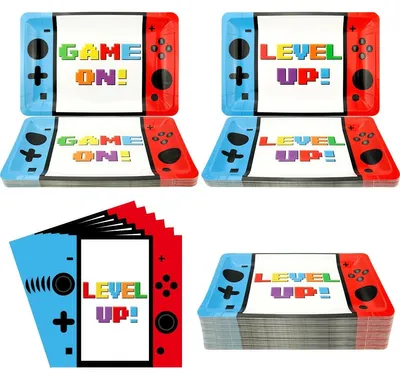 Productafbeelding van Solidchoice - Gamer Verjaardagsdecoratie - 25 Gasten Inclusief Borden en Servetten
