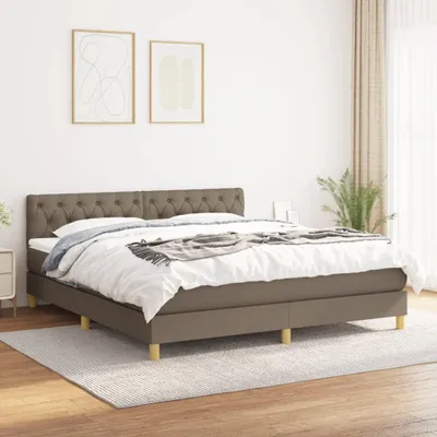 Produktbild von The Living Store Boxspringbett mit Matratze Taupe 160x200 cm Stoff